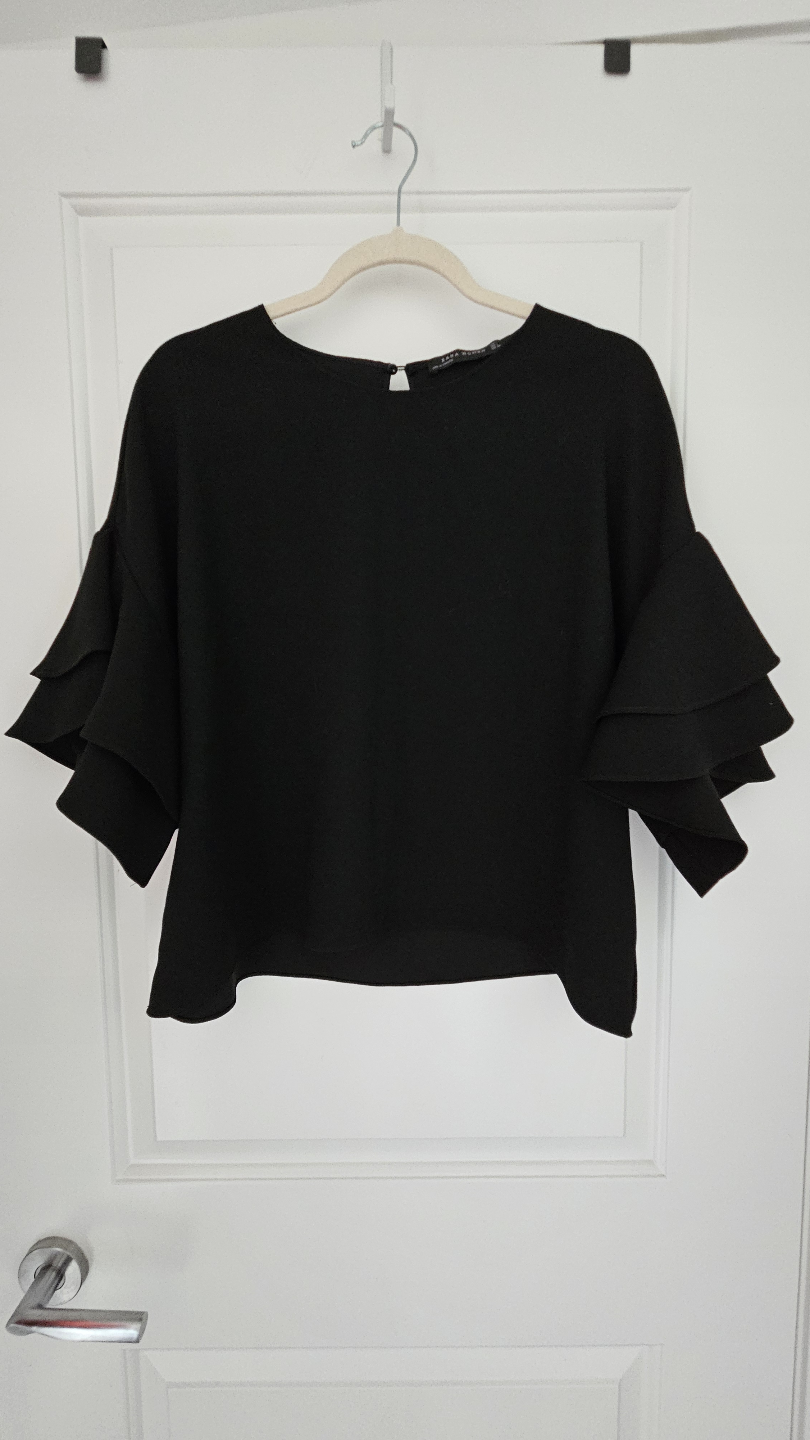 Zara Woman Black Ruffled Crop Top Size L - photo 5