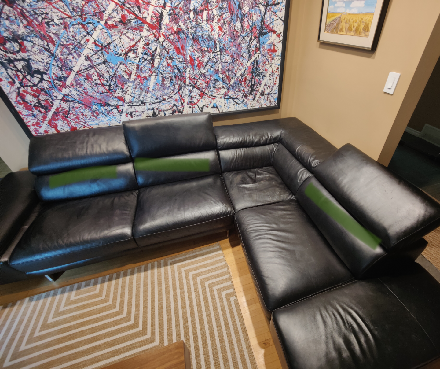 Black Leather sectional sofa - photo 2