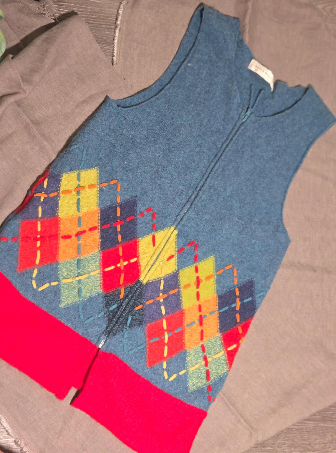 Vintage Vest 100% Lambswool 🌹🌈 thumbnail