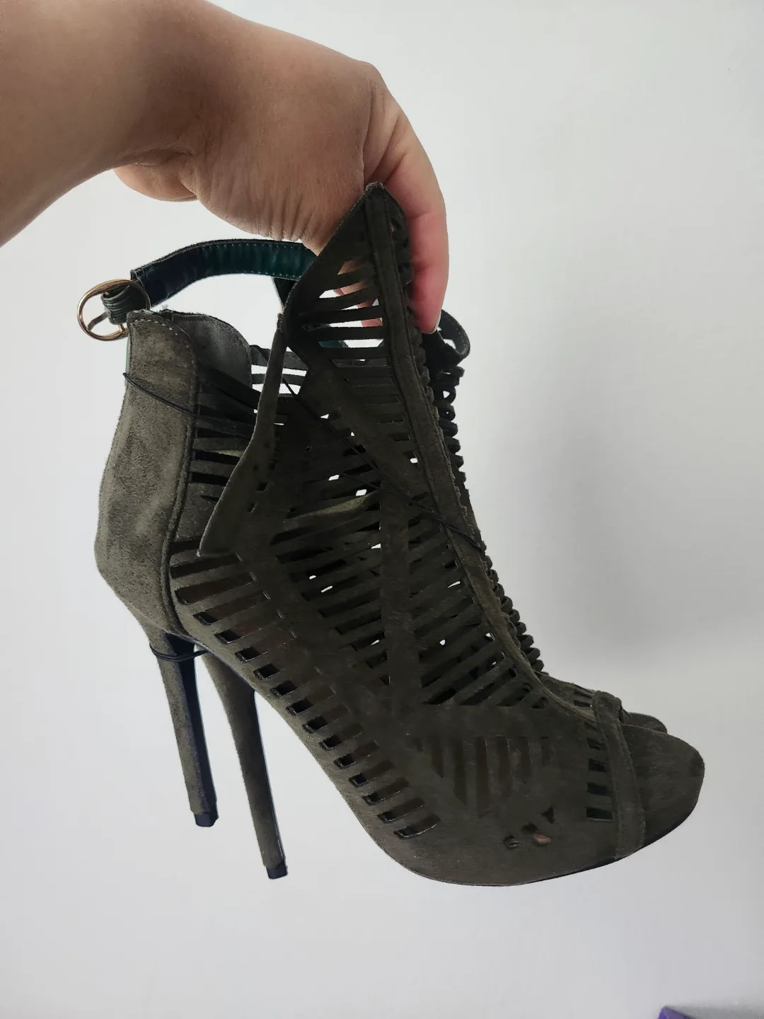 Olive Green Cut-Out High Heels thumbnail