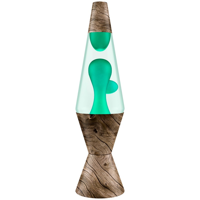 Lava Lamp - Teal Wax, Wood Design