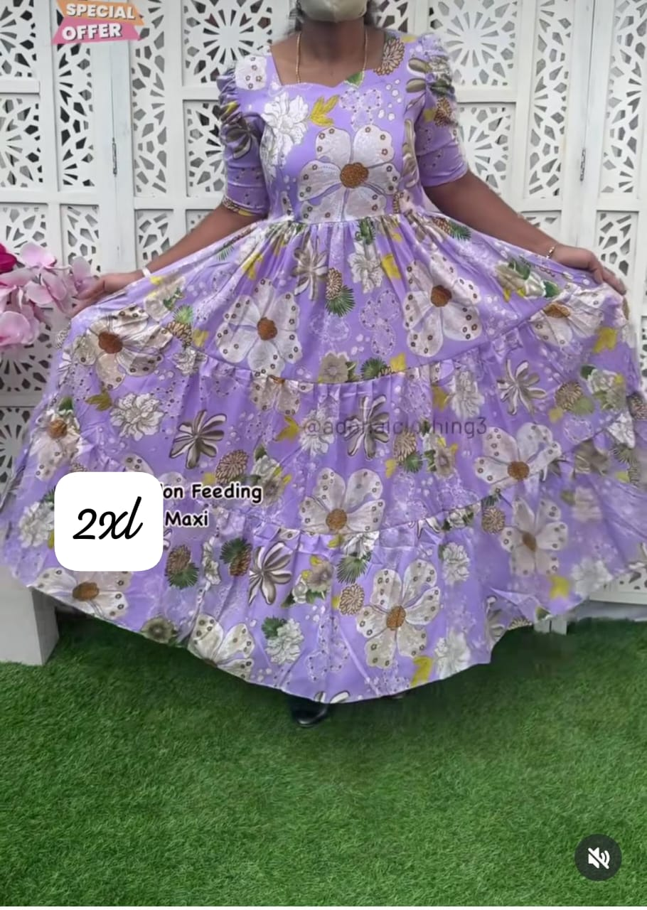 2XL Lavender Floral Maxi Dress