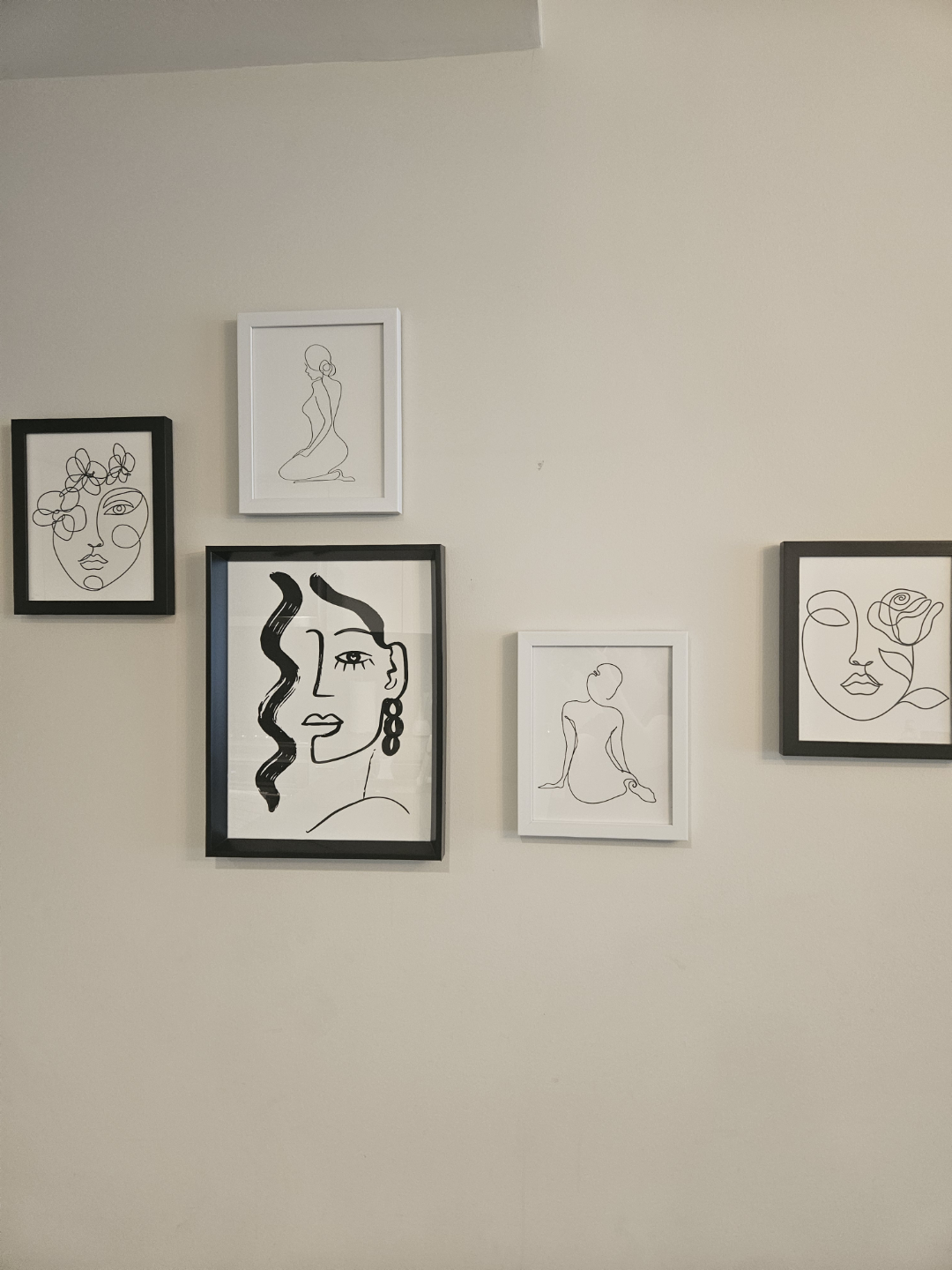 Set of five line art prints