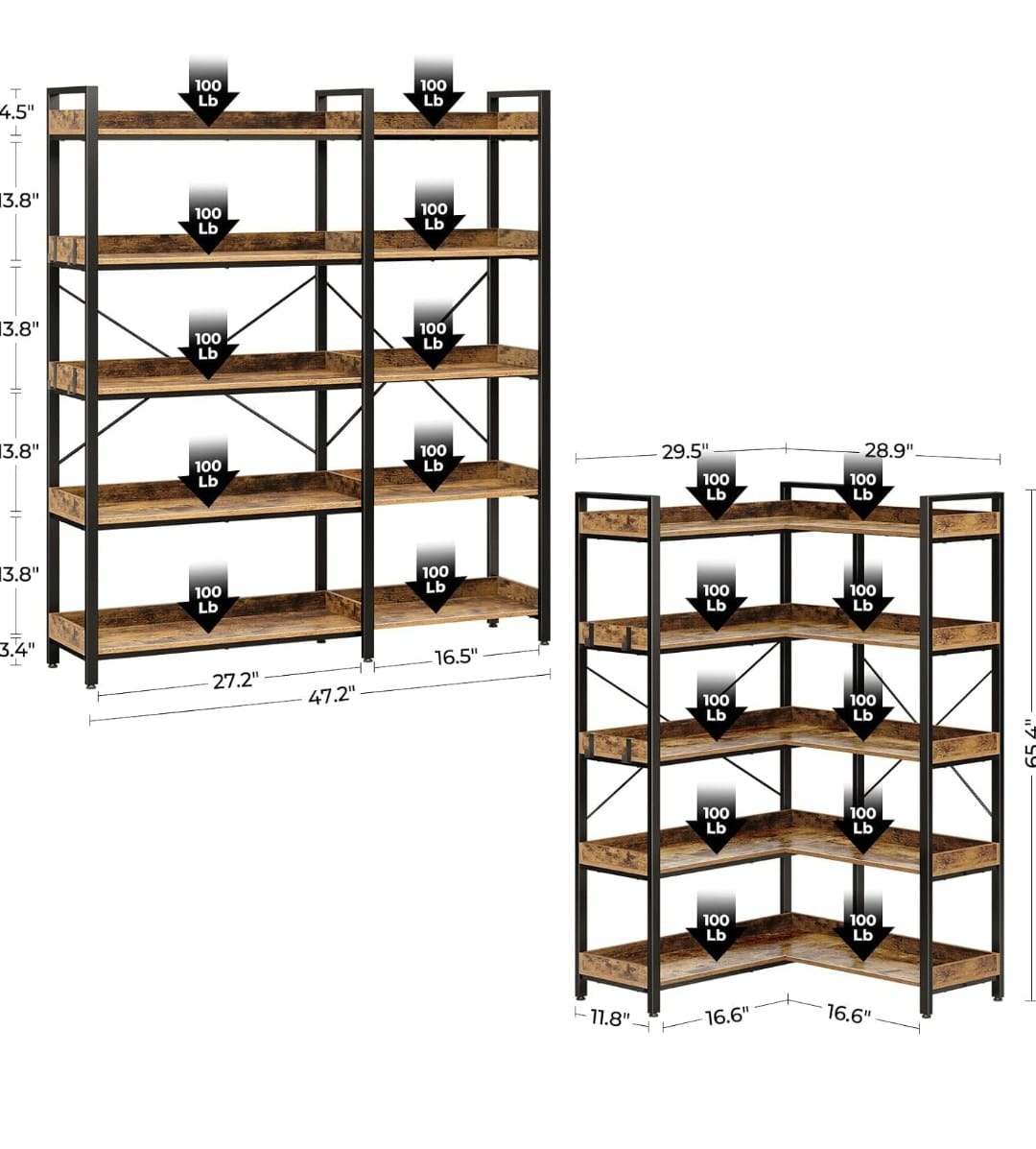 Rustic Industrial 6-Shelf Bookcase - Two Styles Available - photo 2