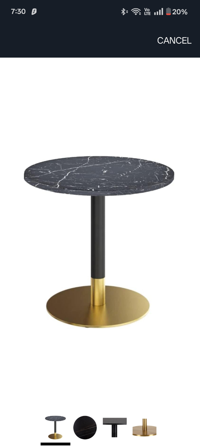 Round Marble-Top Dining Table with Gold Base - photo 3