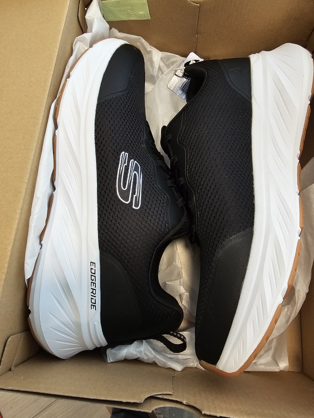 Skechers EdgeStride Running Shoes - Black/White