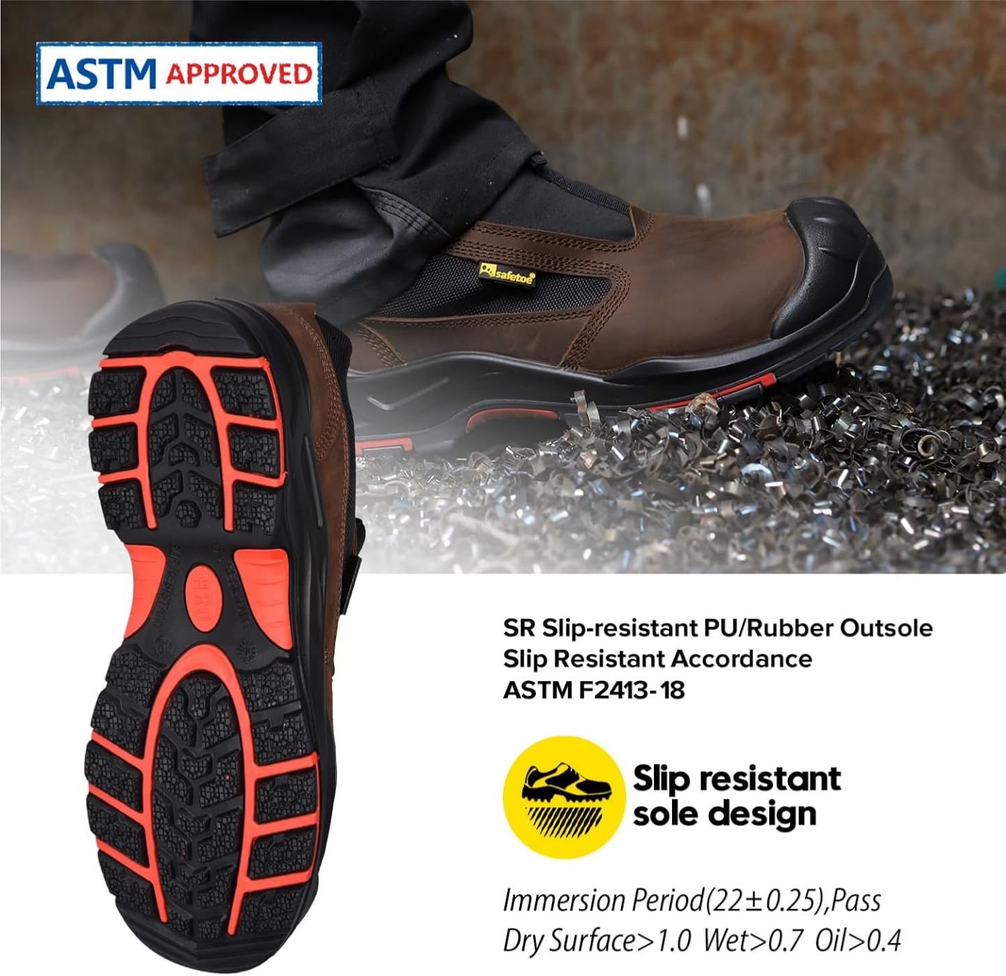 SAFETOE Men's Slip On Work Shoes Low Height - photo 5