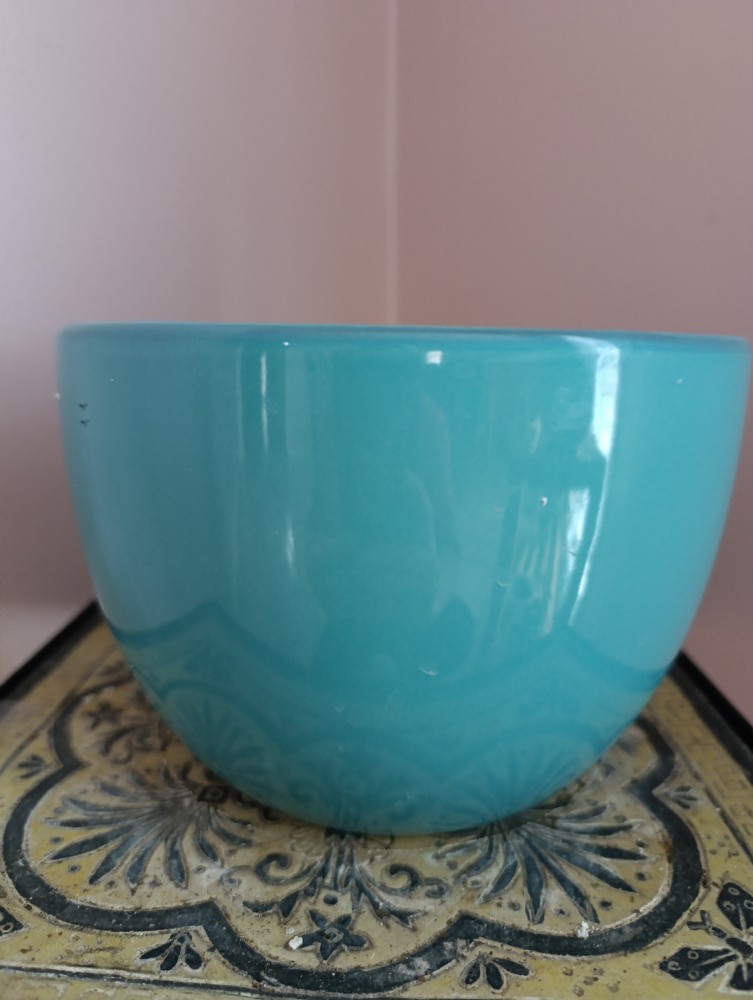 Teal ceramic flower pot