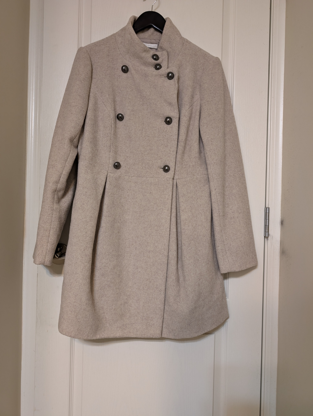 Women's Beige Double-Breasted Peacoat