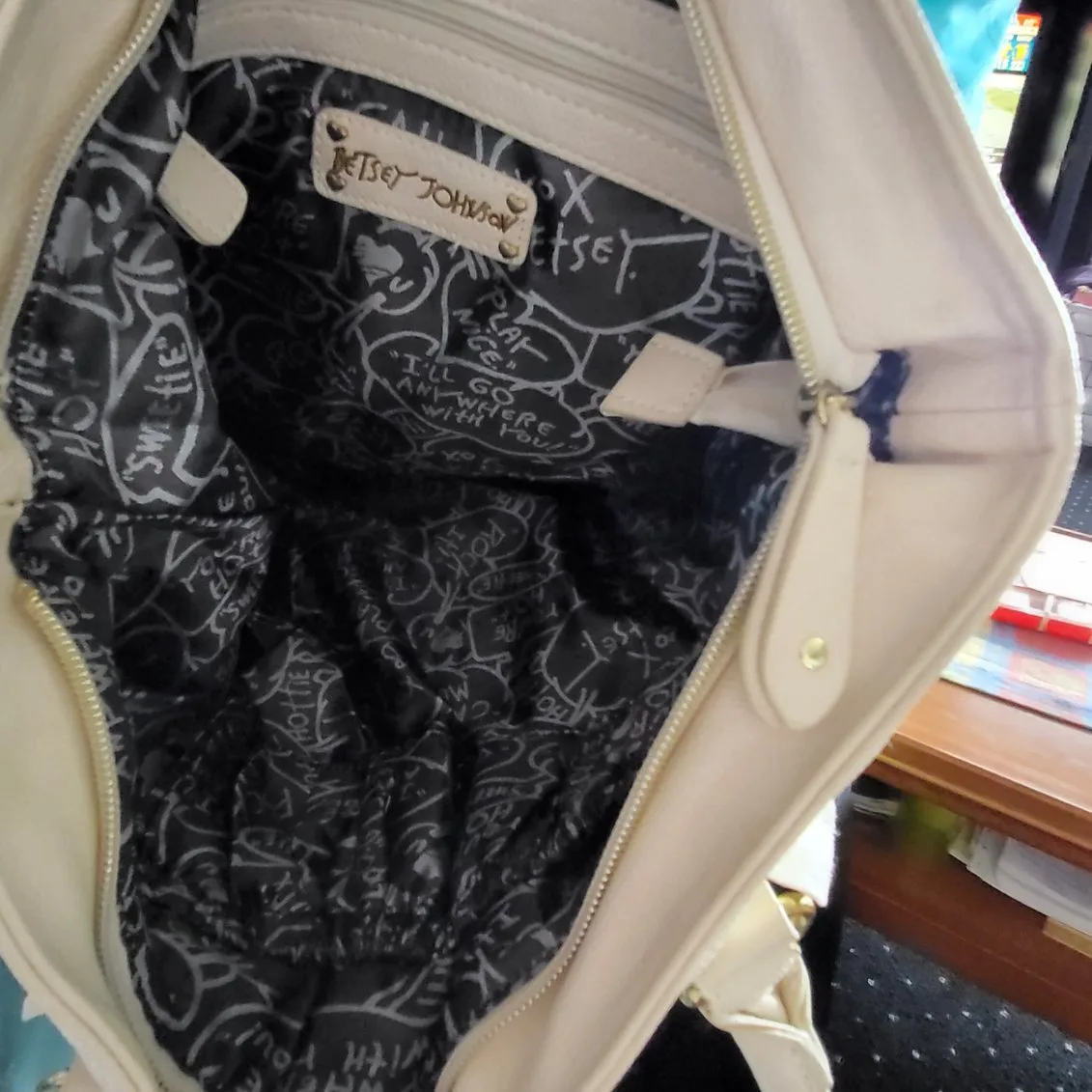 Betsey Johnson Cream-Coloured Tote Bag image indicator(5)