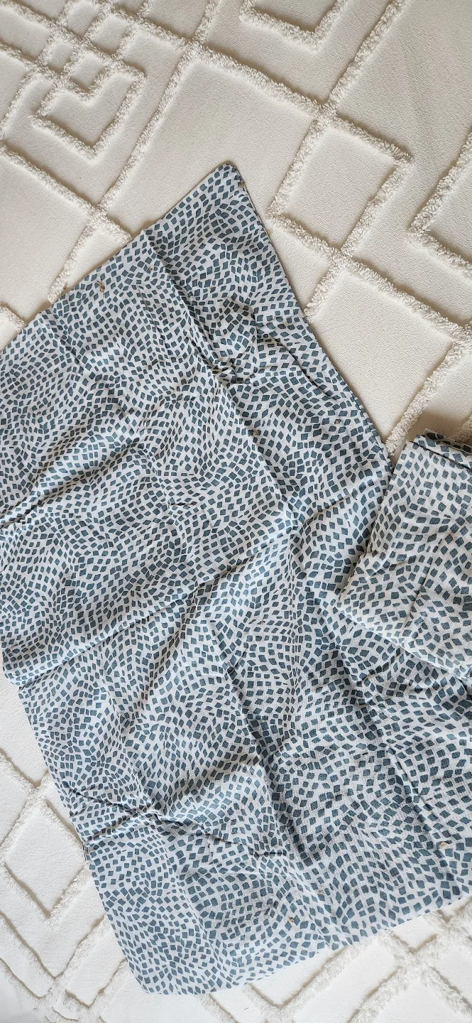 IKEA TRAKADURSA Duvet Cover, Teal/Off-White thumbnail