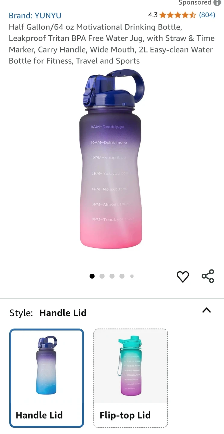 YUNYU 64 oz Motivational Water Bottle - Pink and Purple - photo 2