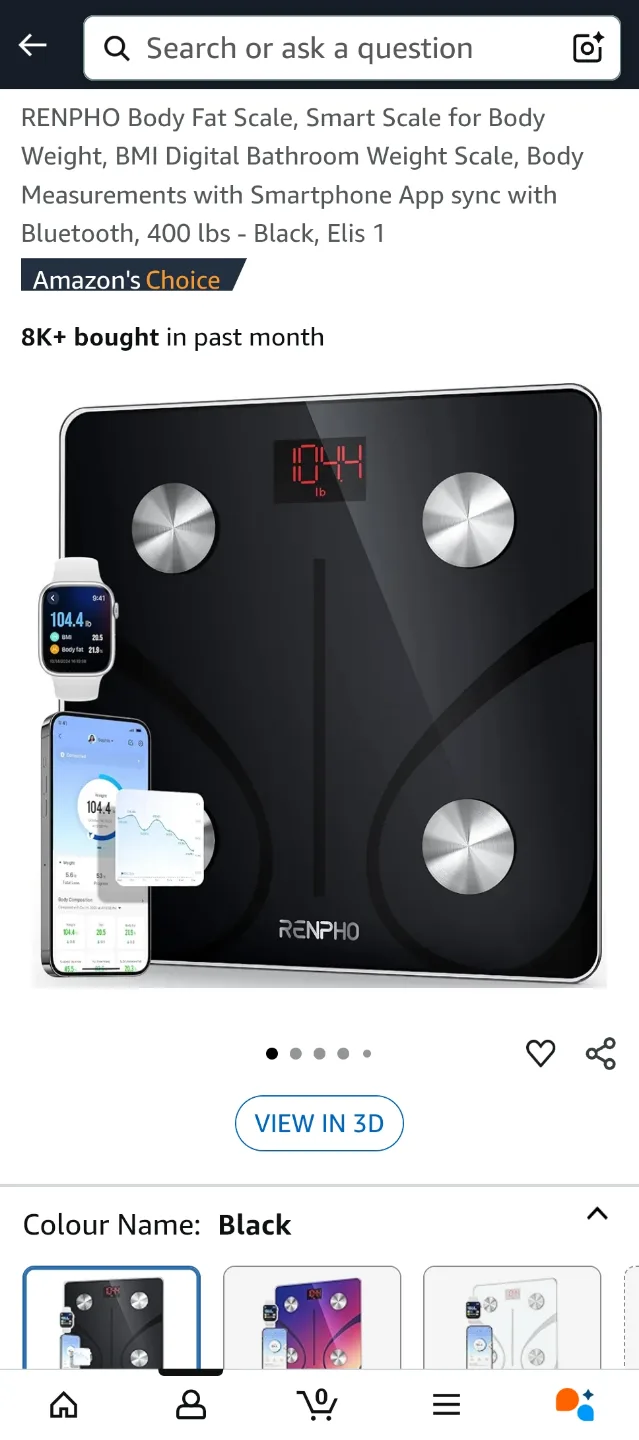 RENPHO Smart Body Fat Scale - Bluetooth, 400 lbs thumbnail