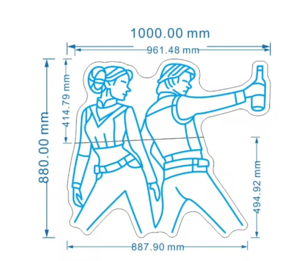 Star Wars Parody Leia and Han Solo  Die-Cut Decal NEON LED sign thumbnail