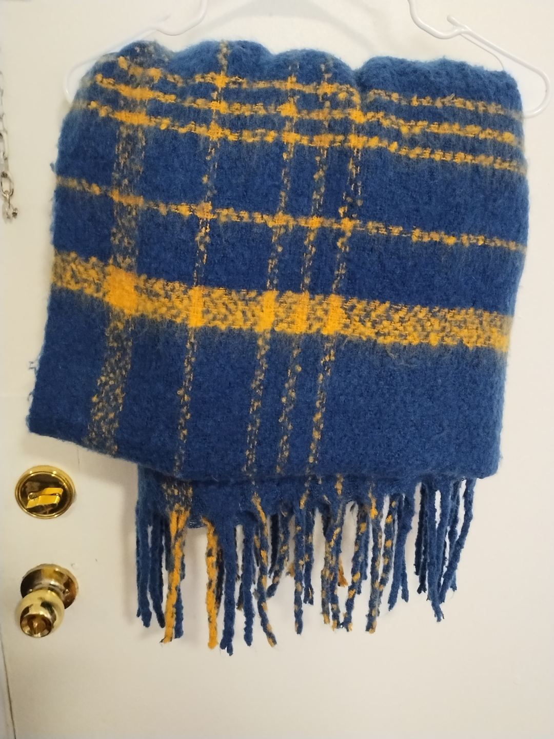 Free People oversize soft Blue and Gold Plaid Blanket Scarf - photo 2