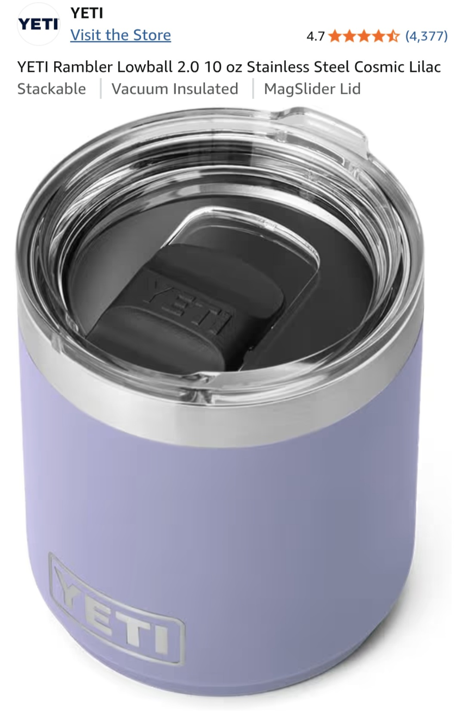 YETI Rambler Lowball 2.0 10 oz Tumbler - Cosmic Lilac