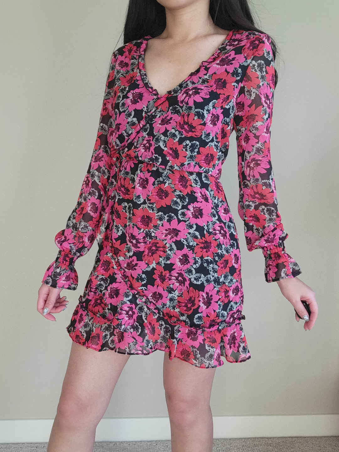 H&M Pink Floral Mini Dress - Size Small