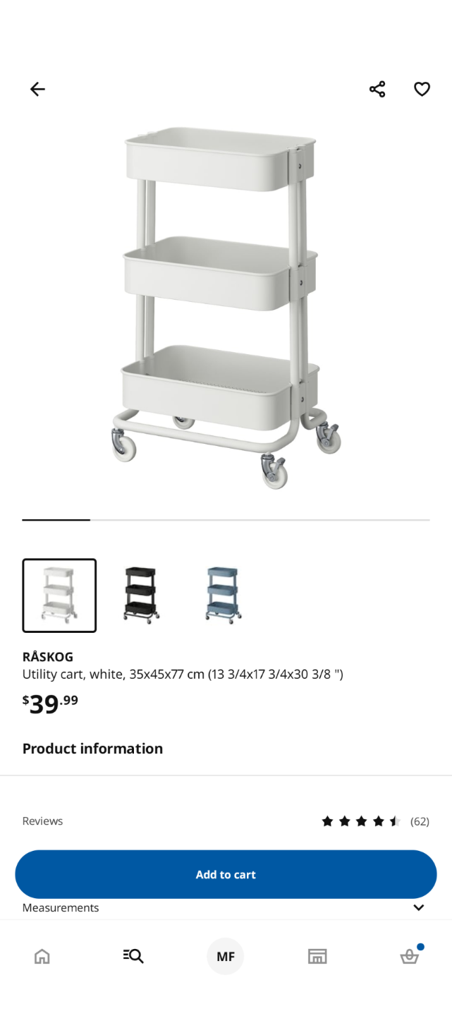 IKEA Raskog Utility Cart - White