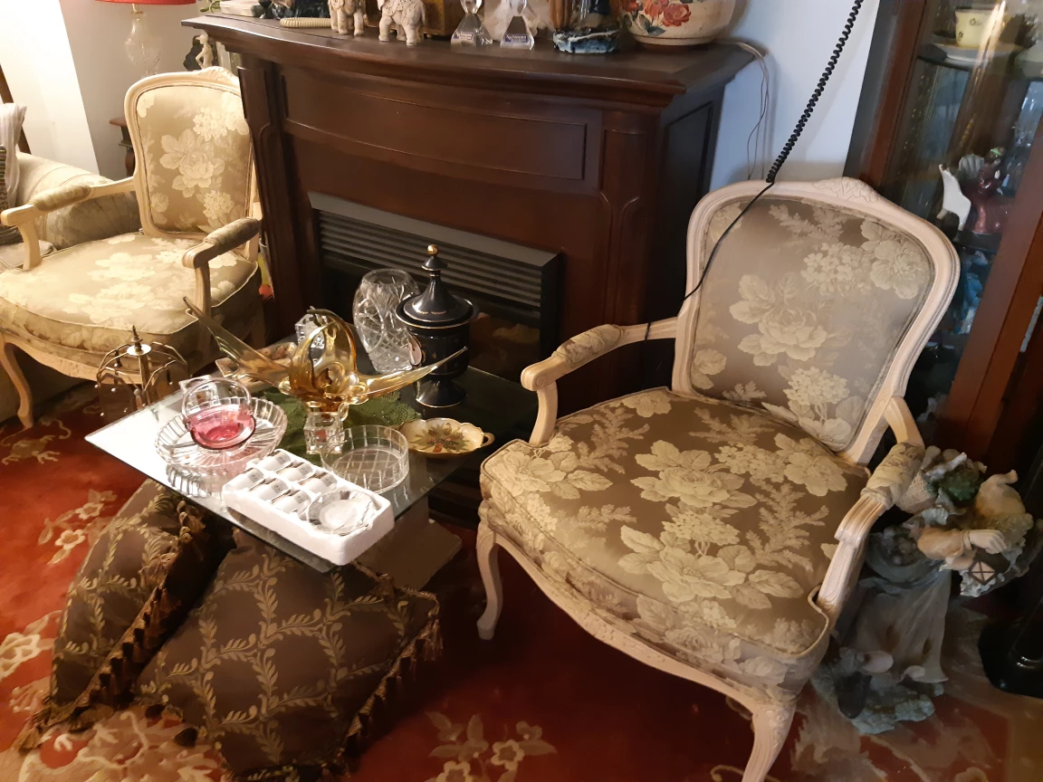Pair of Elegant Armchairs - Floral Upholstery