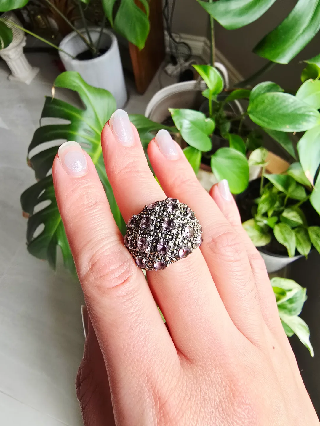 New with tag Amethyst natural gemstone sterling silver ring thumbnail
