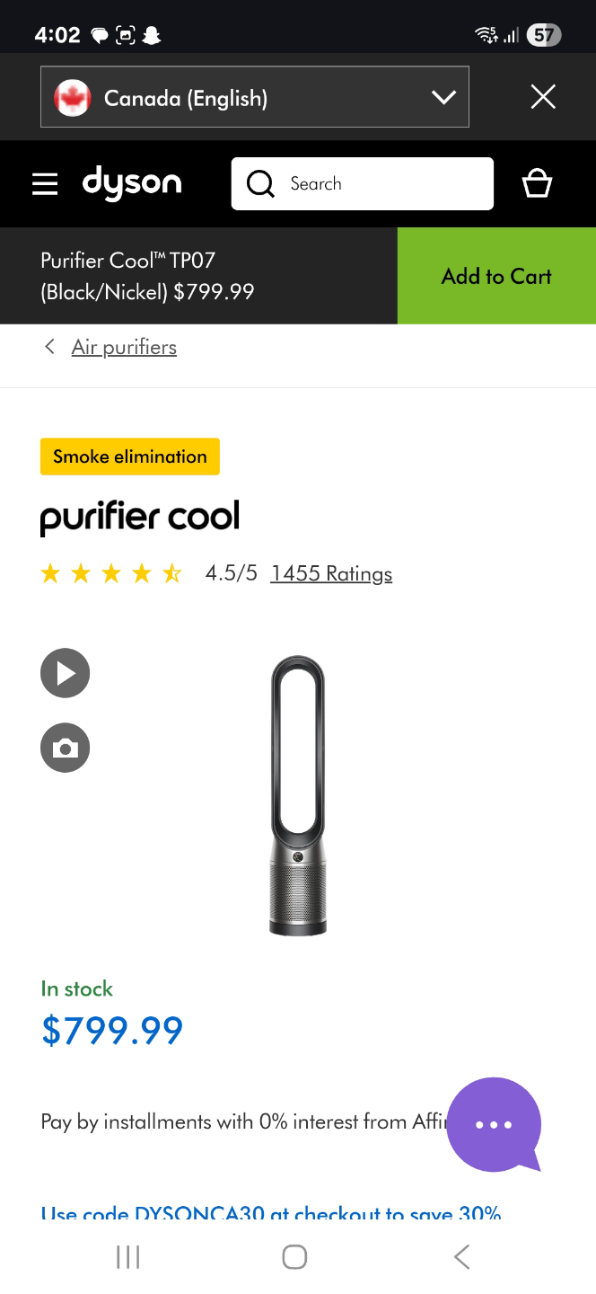 Dyson Purifier Cool™ TP07 Air Purifier