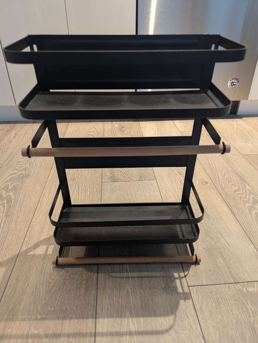 Black Metal 2-Tier Spice Rack with Paper Towel Holder - photo 2