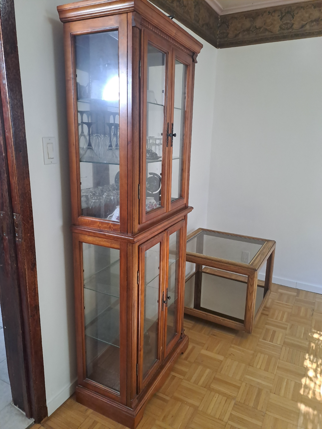 Wooden Curio Cabinet with Glass Doors - photo 2