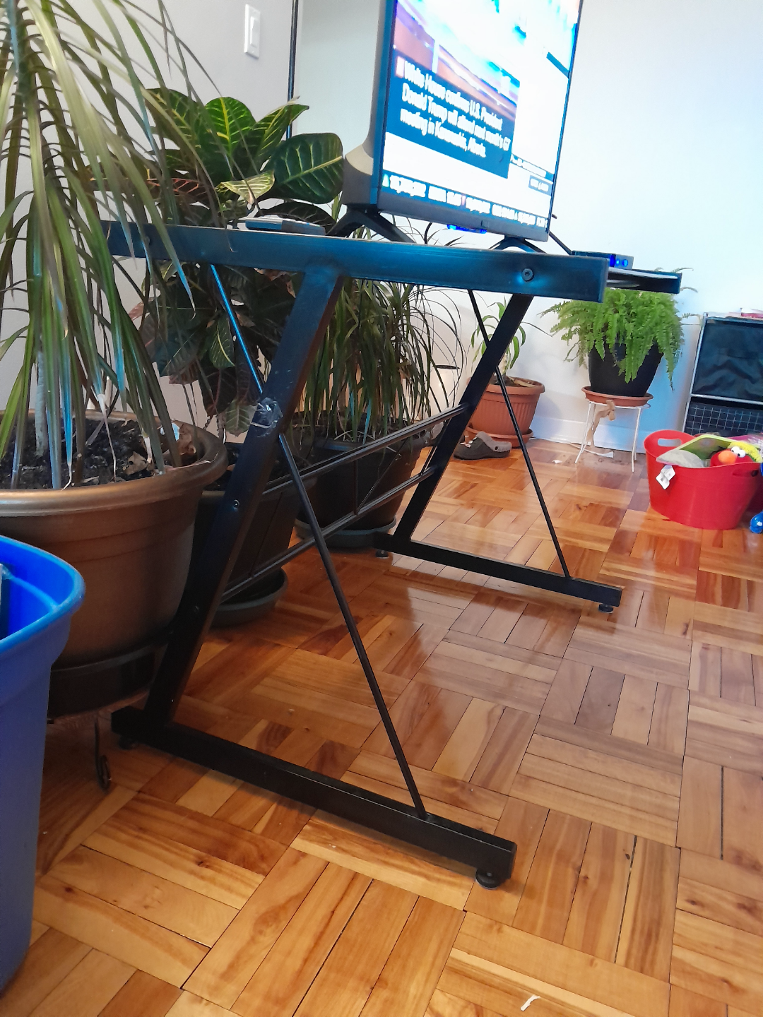 Glass Computer Desk with Black Metal Frame - photo 3
