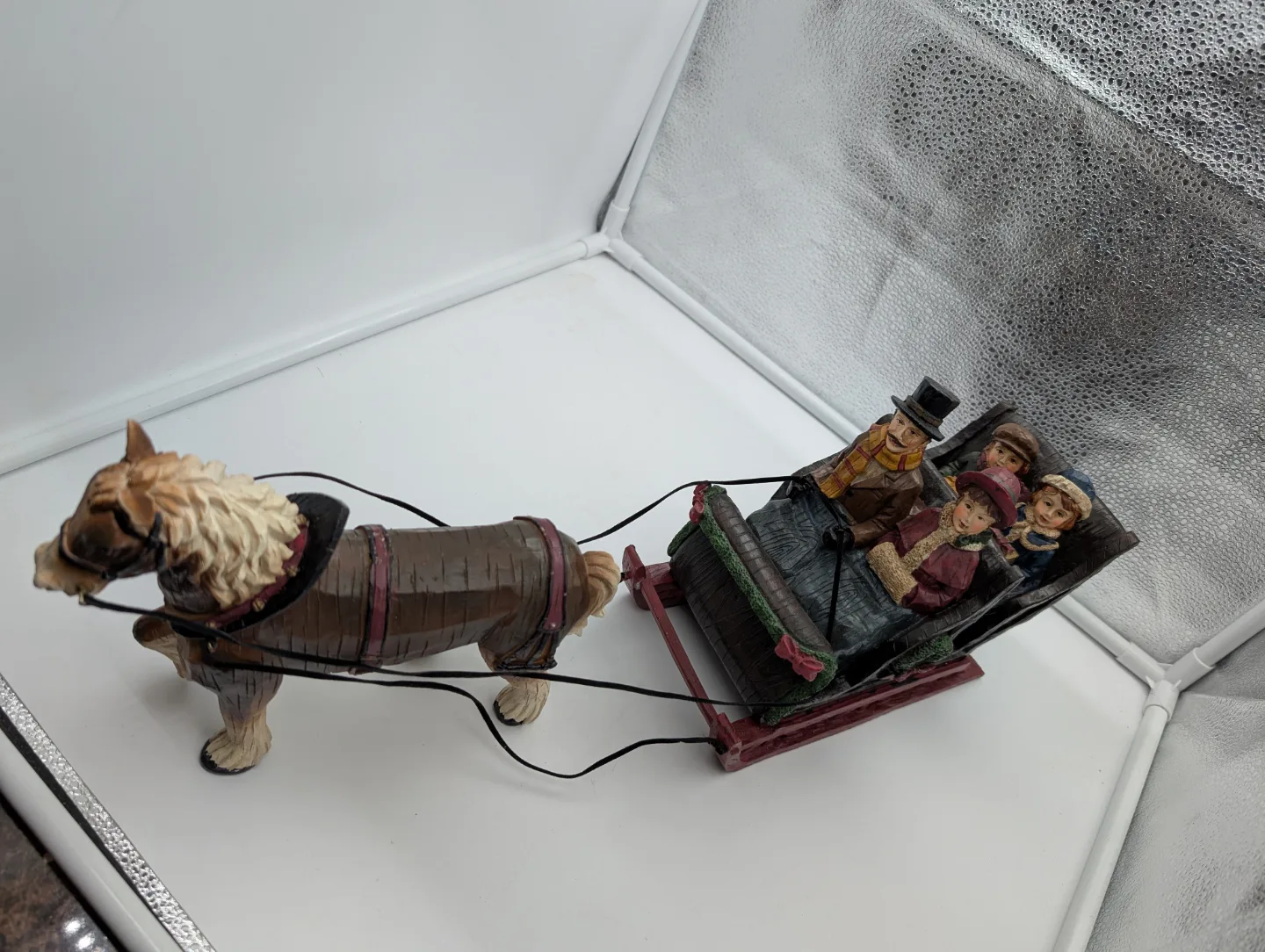 Vintage Horse-Drawn Sleigh Christmas Figurine thumbnail
