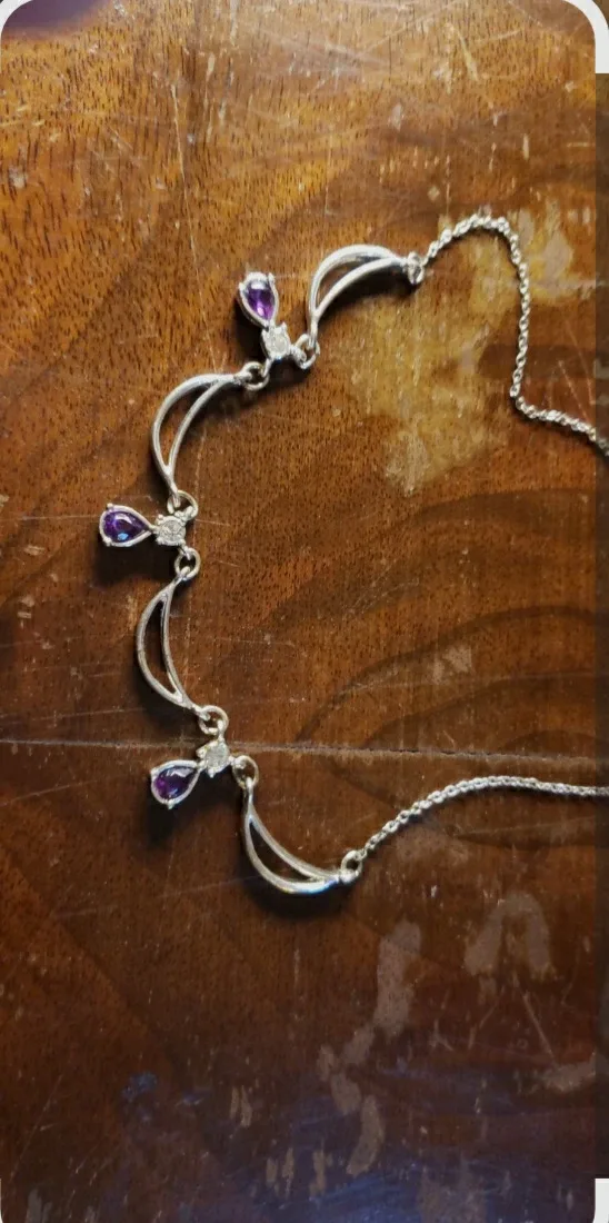 Elegant Amethyst and Sterling Silver Necklace thumbnail
