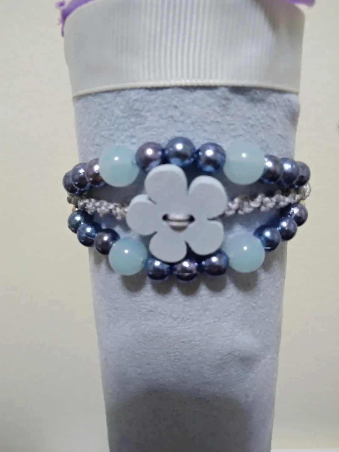 3 Strand Macrame Flower Bracelet thumbnail