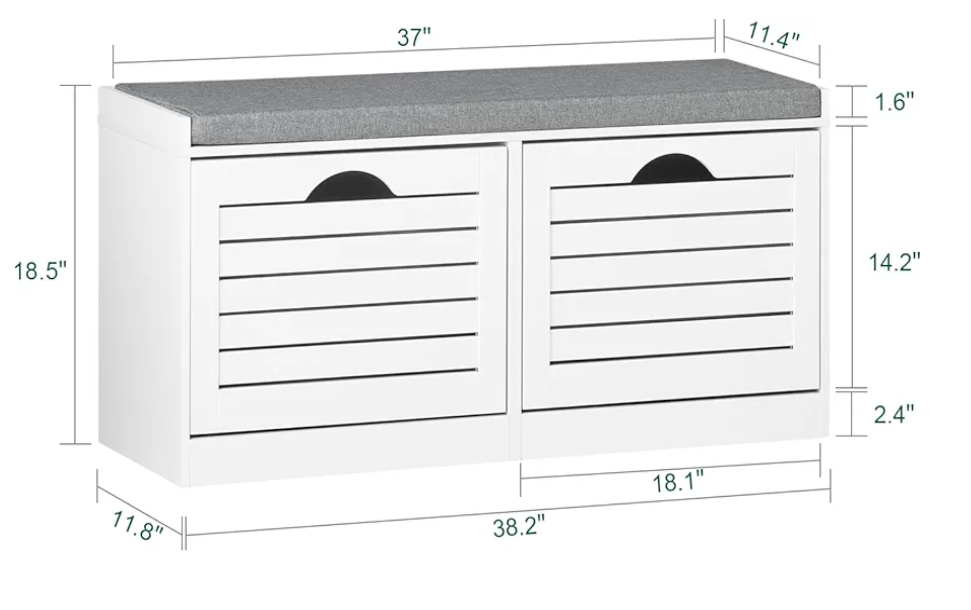 White Shoe Bench with Storage - photo 4