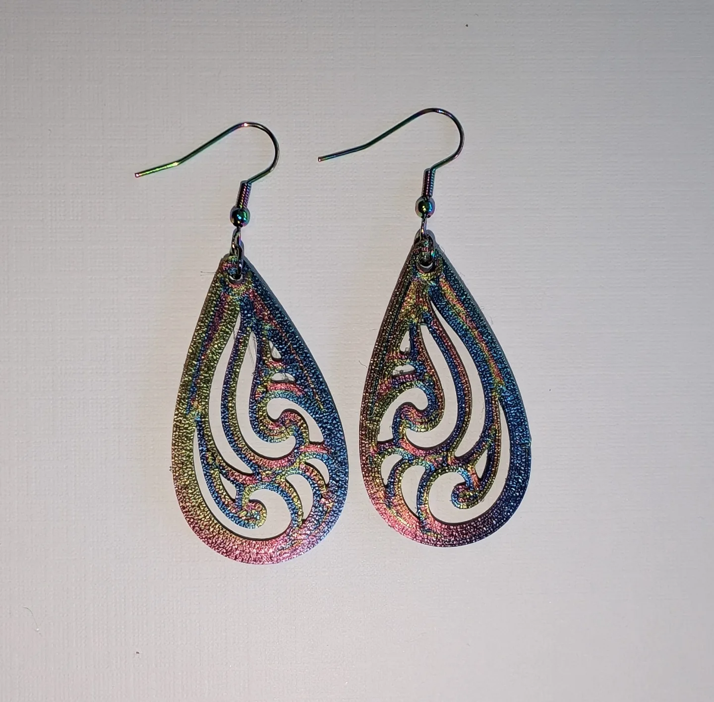 Rainbow Teardrop Earrings - New, 3D printed thumbnail