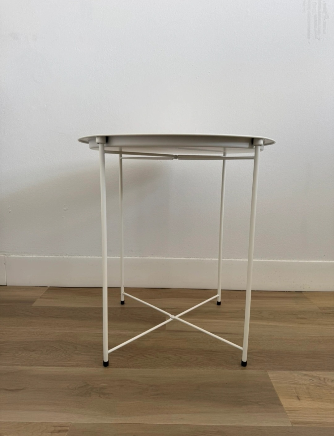 White Metal Folding Side Table - photo 2