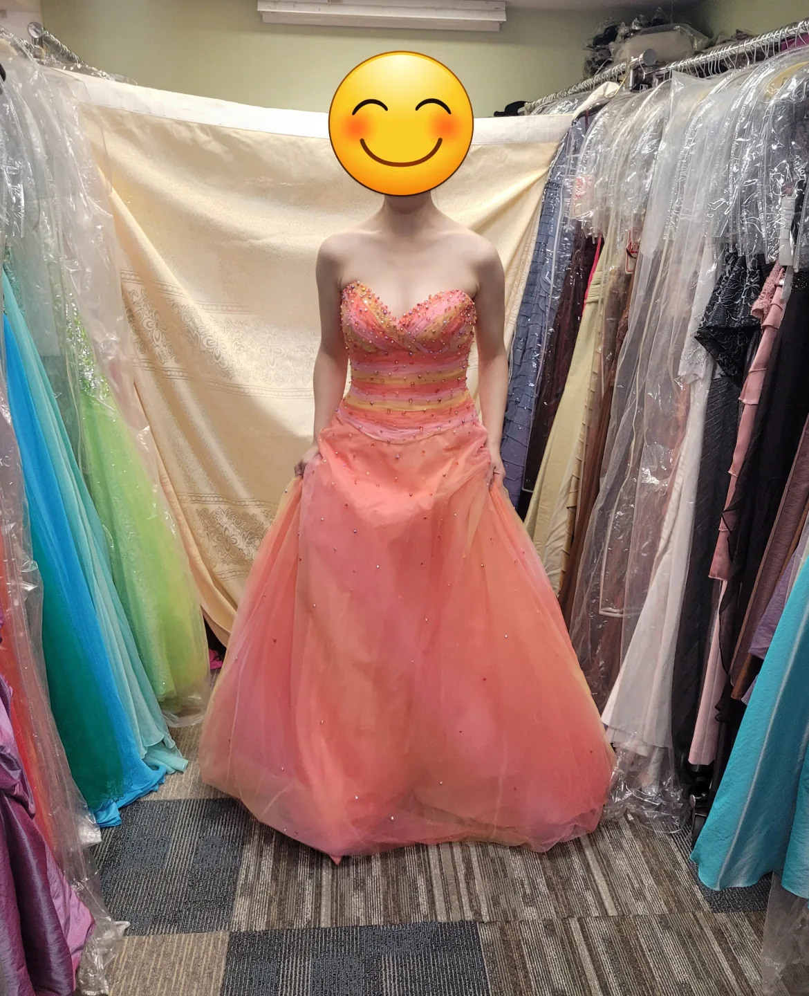 Gorgeous ombre peach prom dress thumbnail