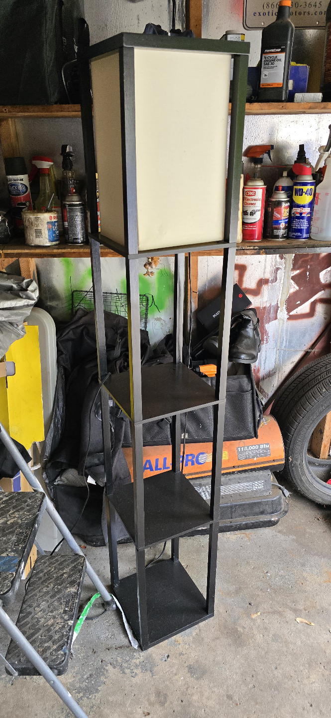 Black Floor Lamp with Shelves