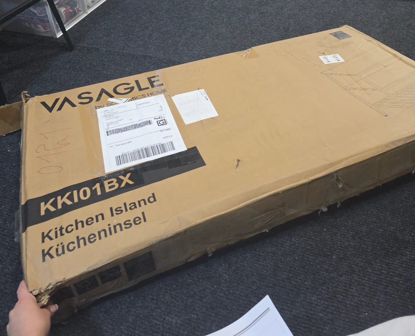 VASAGLE Kitchen Island - Rustic Brown and Black - 3-Tier Storage image indicator(5)