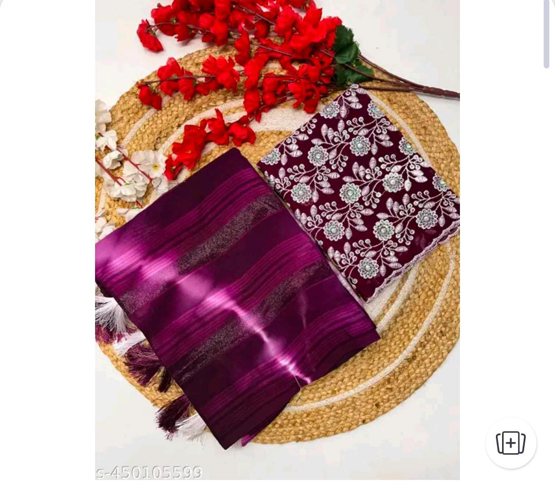 Purple embroidered fabric set