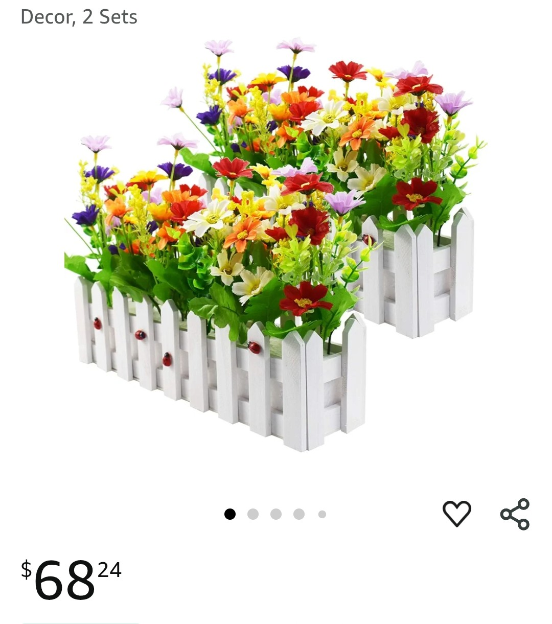 Artificial Flower Arrangement in White Picket Fence Planter Box - photo 4