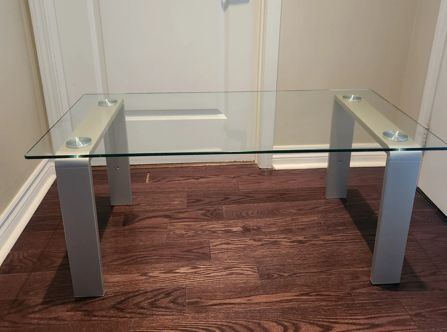 Glass Coffee Table with Silver Metal Legs thumbnail