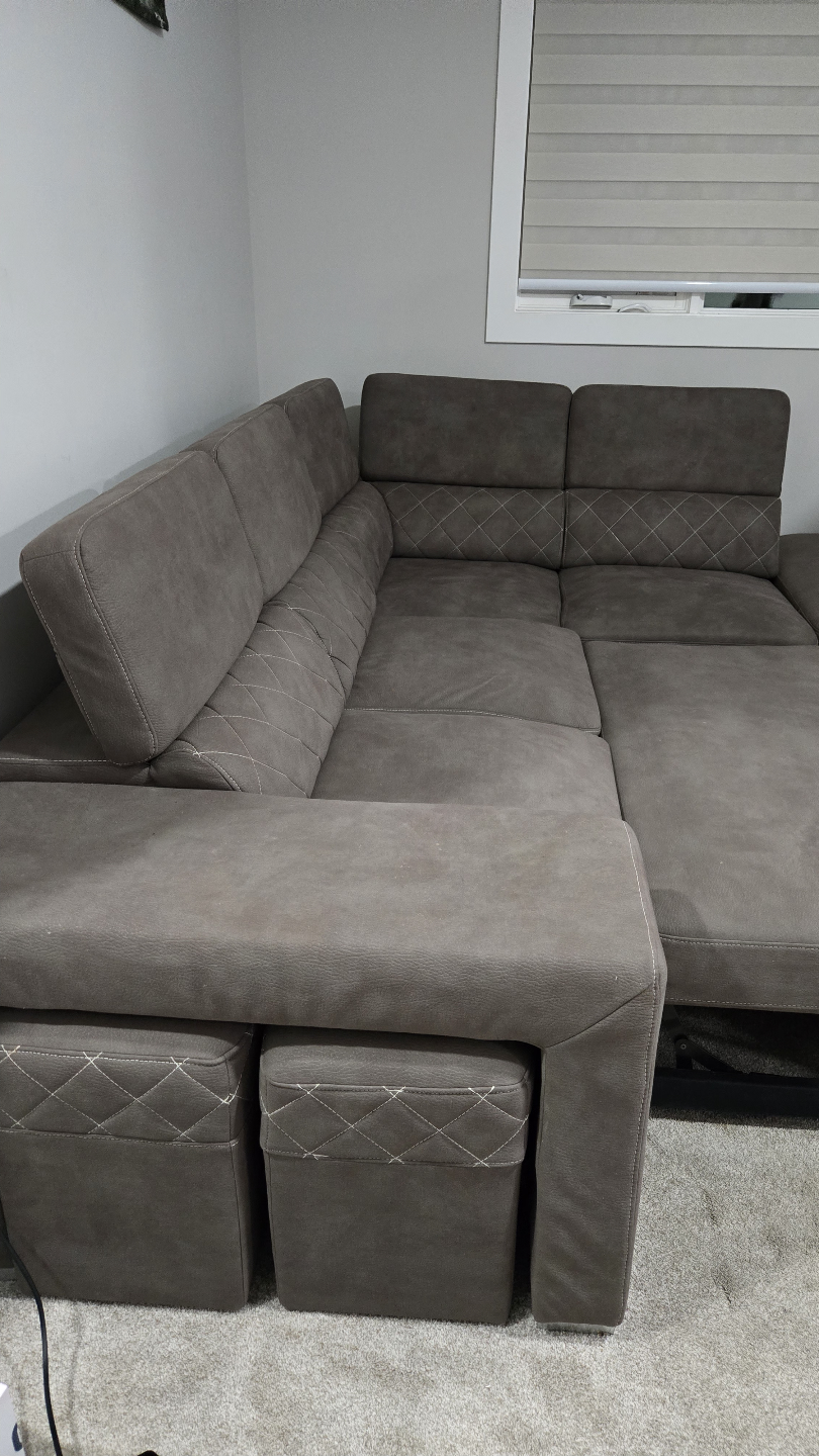 Grey Sectional Sofa with Storage Ottoman