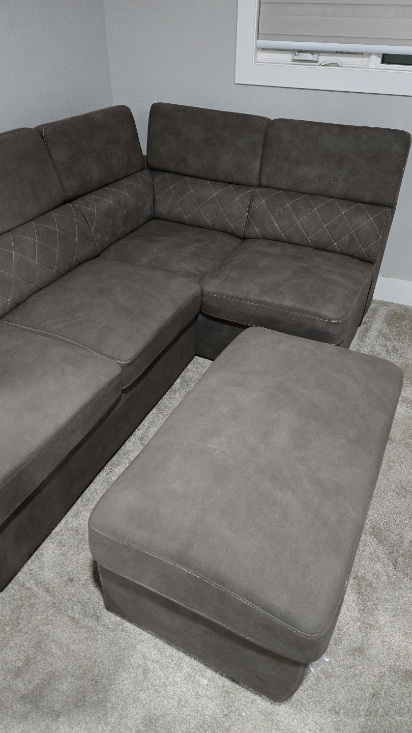 Grey Sectional Sofa with Storage Ottoman - photo 4