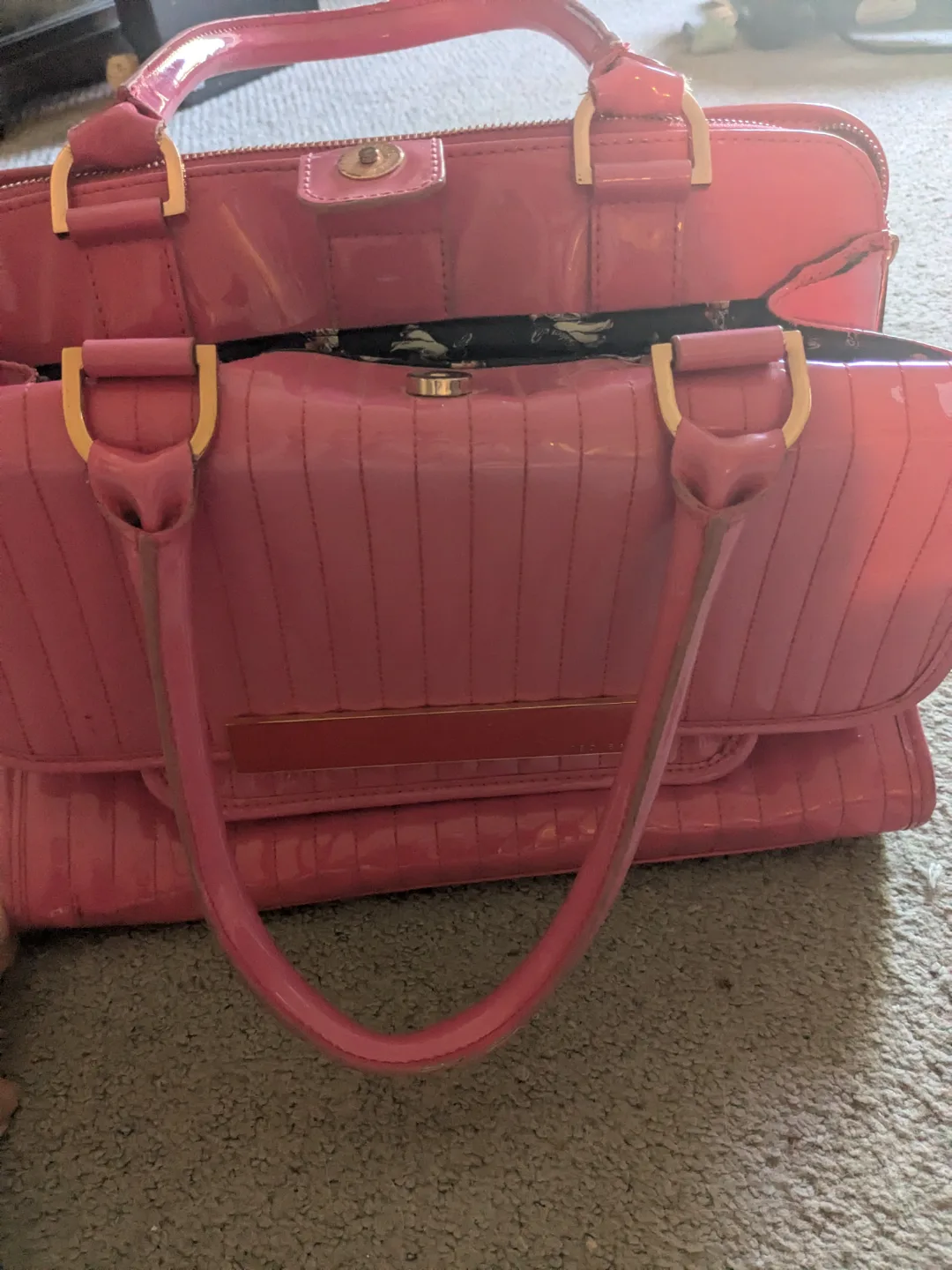 Pink Ted Baker Patent Leather Handbag image indicator(2)