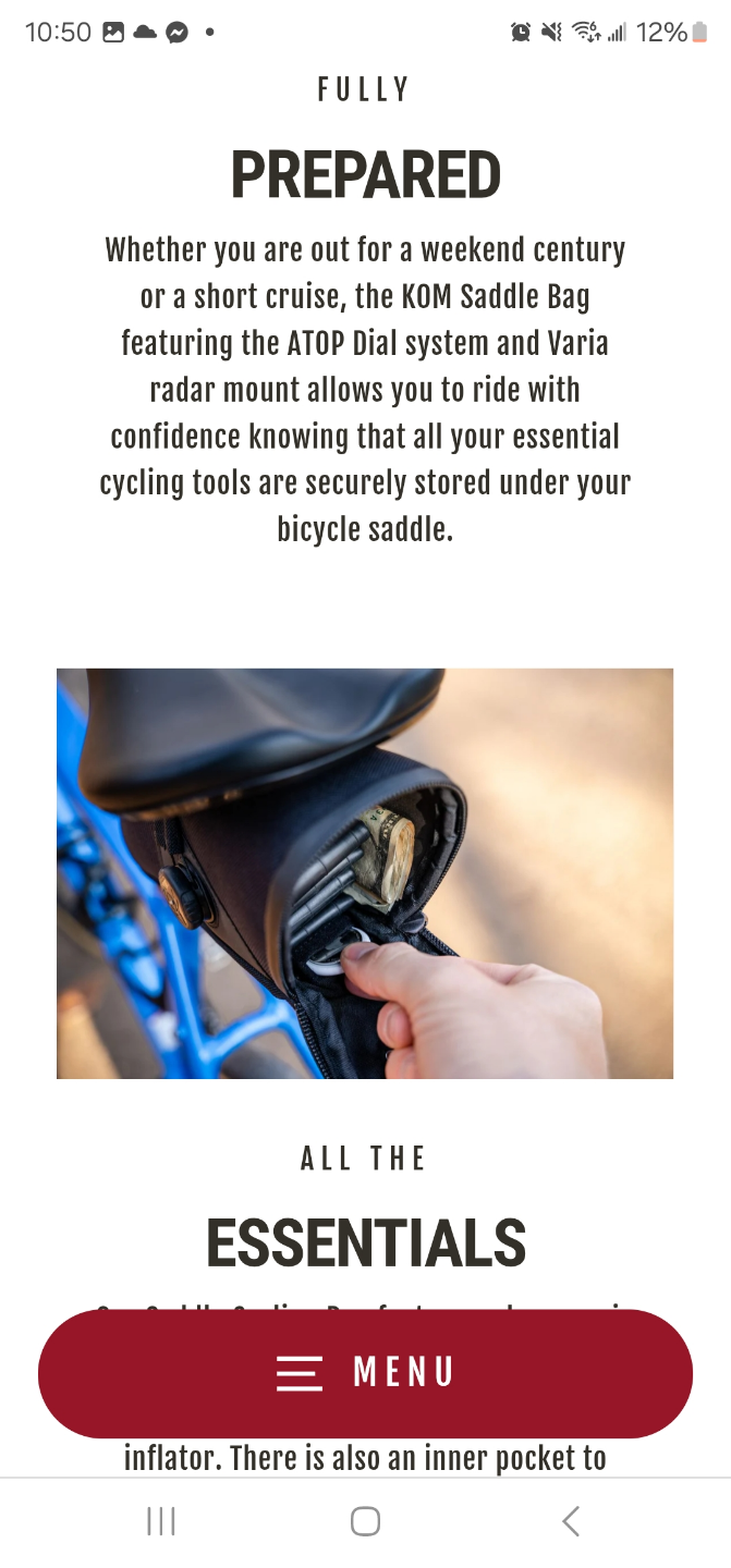 KOM Cycling Small Saddle Bag - Black - photo 2