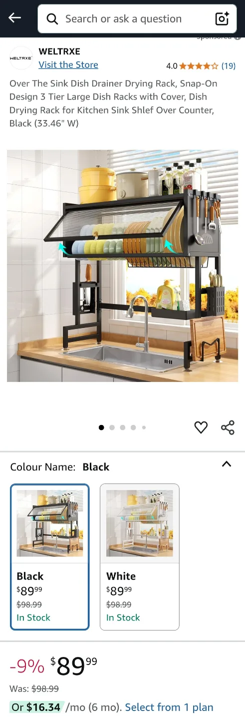 WELTRX Over the Sink Dish Rack Dryer image indicator(4)