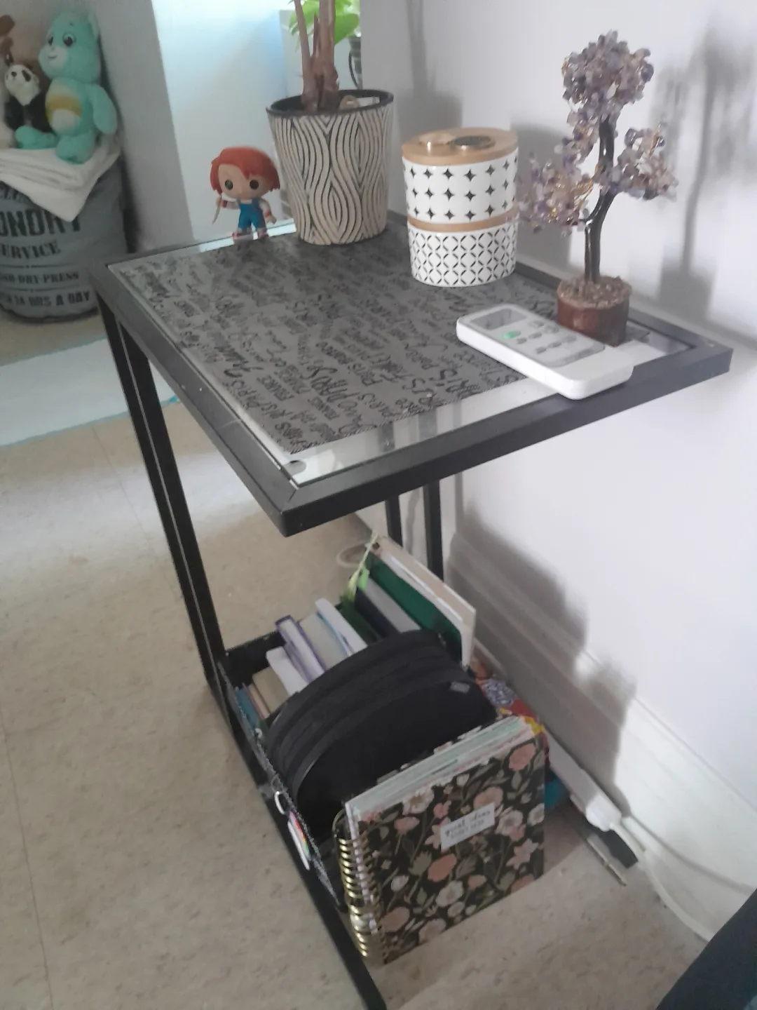 Glass-Top End Table with Metal Frame thumbnail