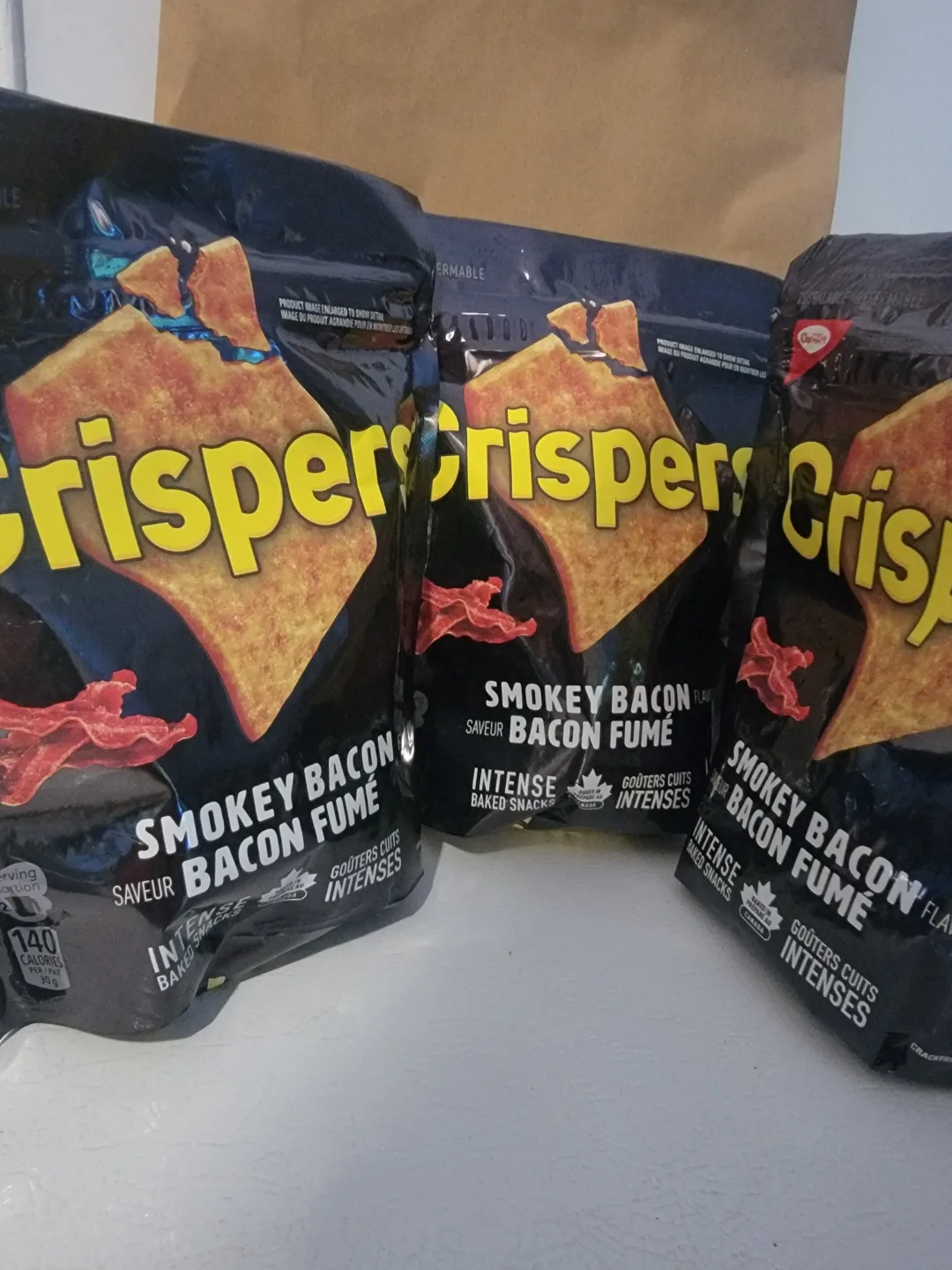🏒3 Bags Crispers Smokey Bacon Baked Snacks🏒 thumbnail