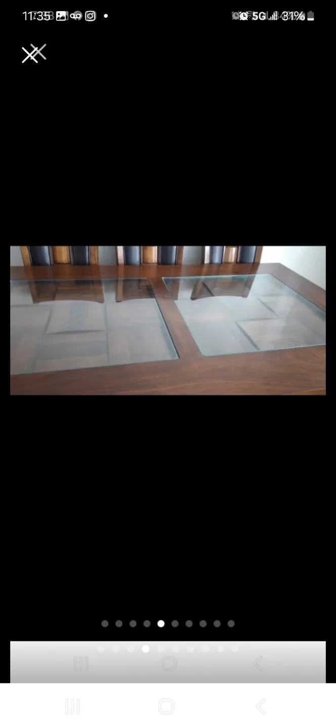 Dark Brown Wood Dining Table with 6 Chairs and Glass Top image indicator(4)