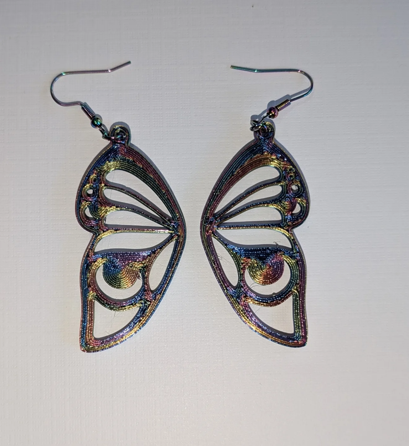 Rainbow Butterfly Dangle Earrings - New, 3D printed thumbnail