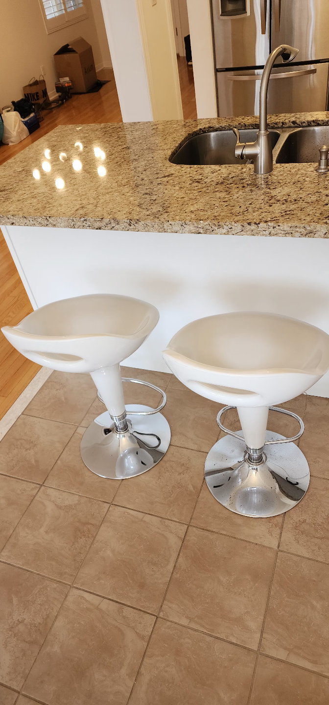 Pair of White Kitchen Counter bar Stools